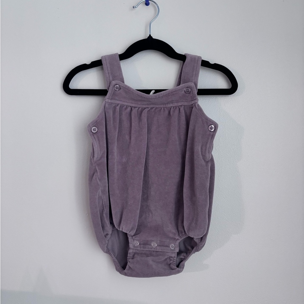 Kate Quinn Plum Baby Velour Bubble Romper 12-18